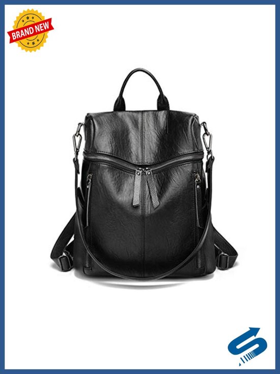 Large Capacity Backpack PU Leather Waterproof Laptop Travel Work Daypack